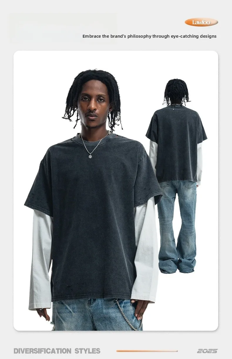 Japanese Streetwear Fake Two Sweatshirt Front View