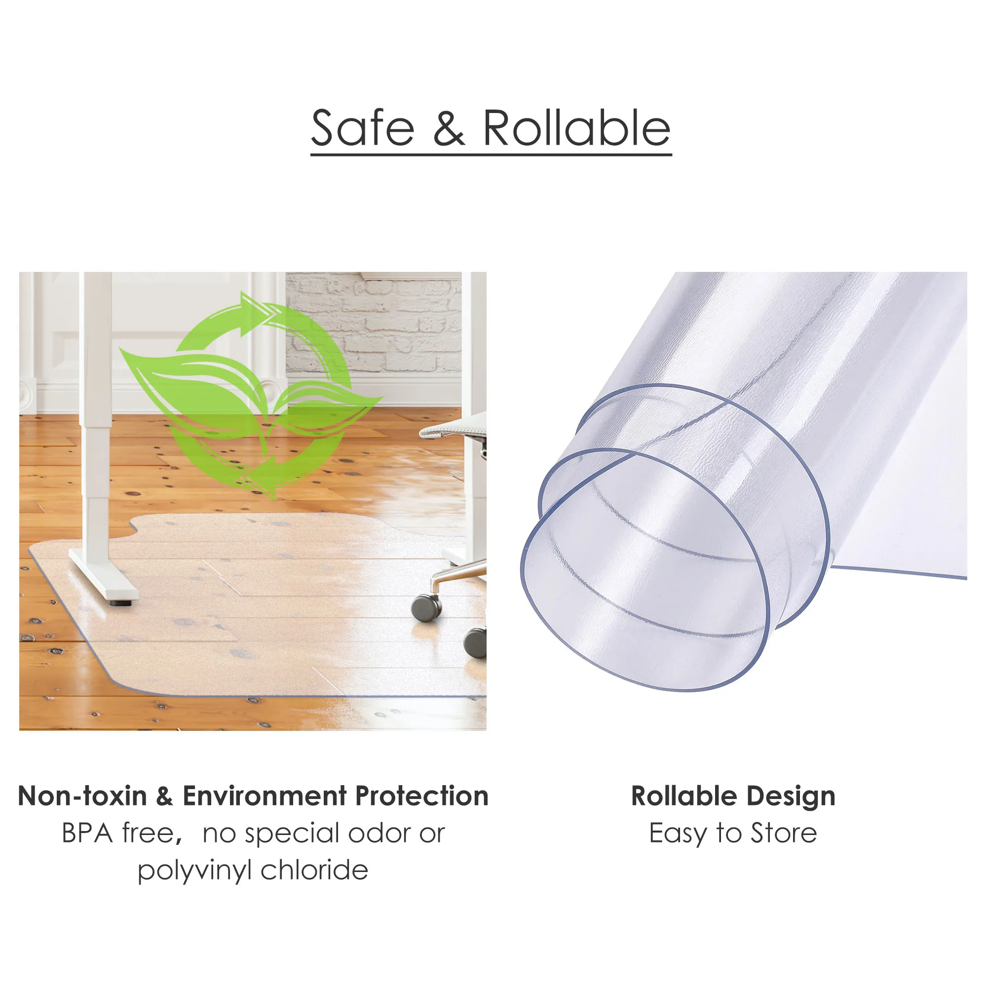 PVC Matte Desk Office Chair Floor Mat Protector for Hard Wood Floors 48 x  36