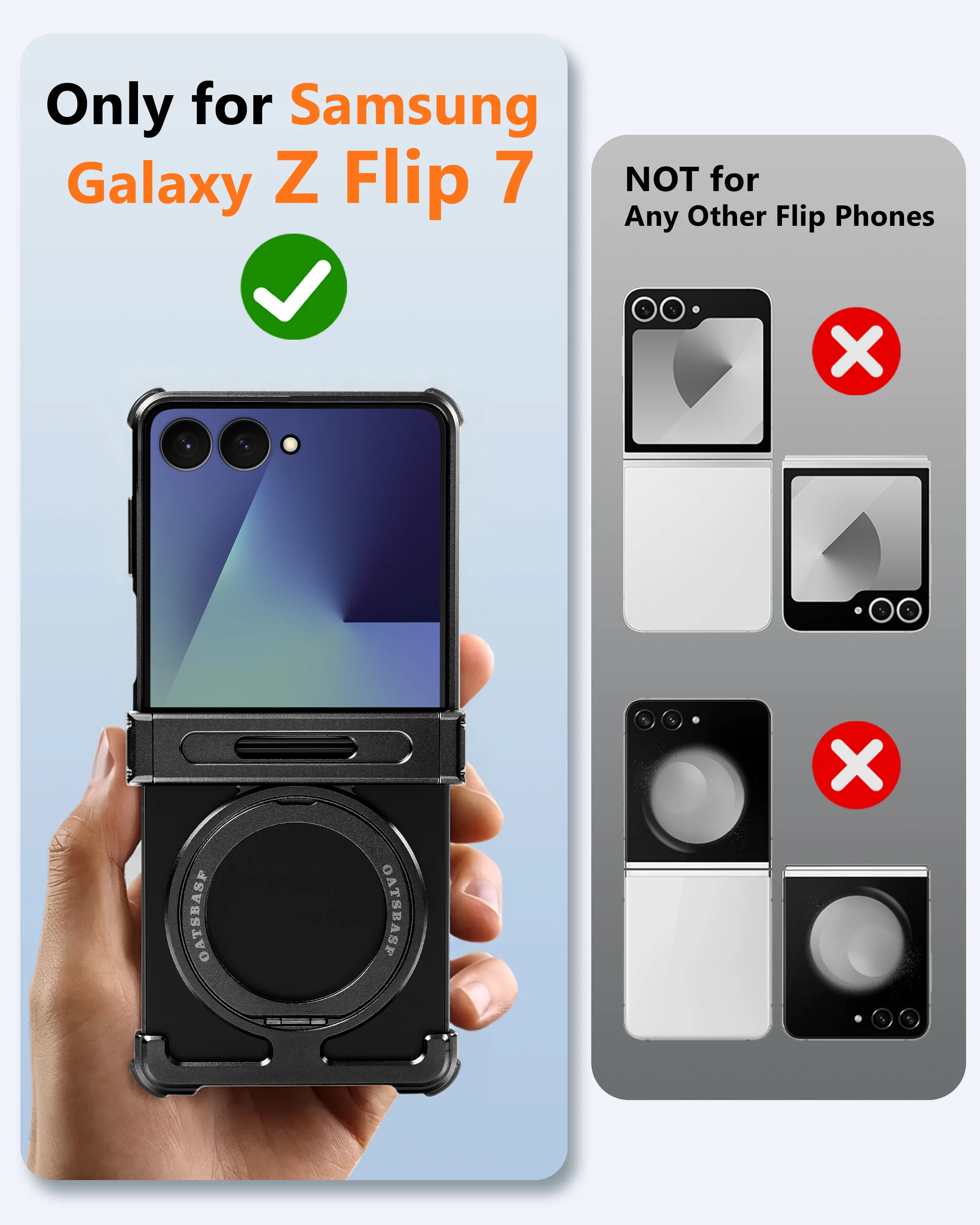 Eary for Samsung Galaxy Z Flip 7 Case for MagSafe With 360°Rotate Magnetic Kickstand Ultra-Thin Shells Shockproof 7 Phone Cover