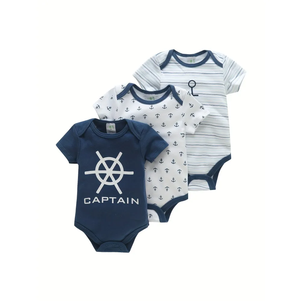 3PCS Infant Baby Cute Graphic One-piece Clothes For Boys And Girls, Newborn Pure Cotton Summer Romper newborn clothes 2