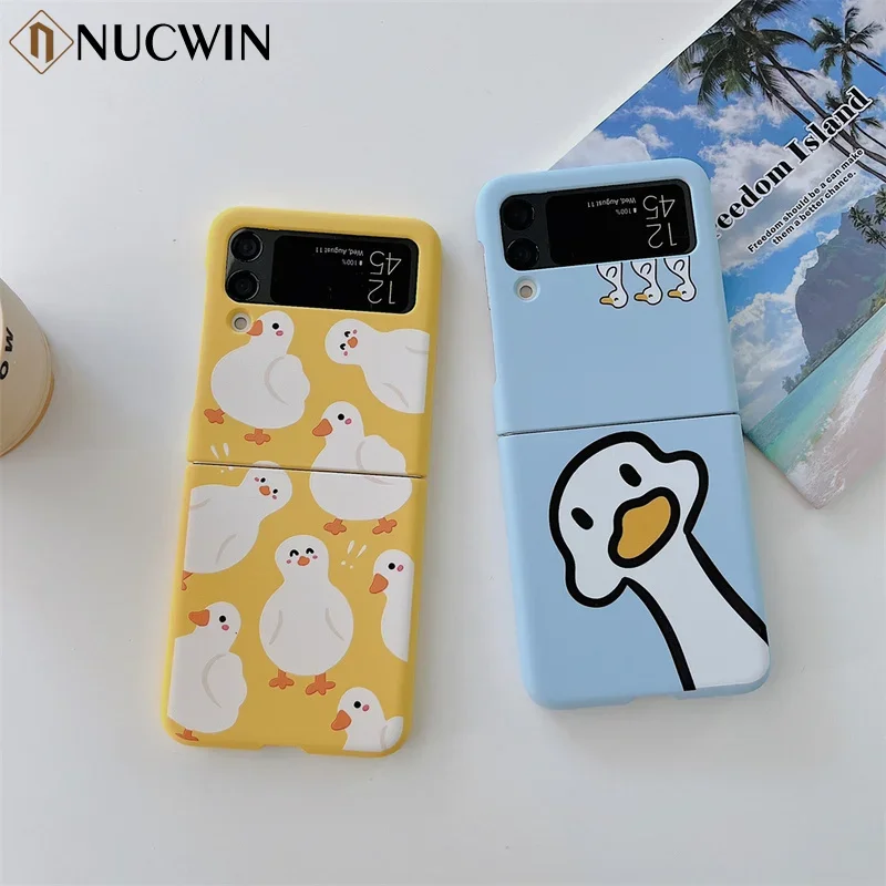 Funda suave para Samsung Galaxy ZFlip4, carcasa con dibujos de pato y sonrisa, Ultra fina, a prueba de golpes