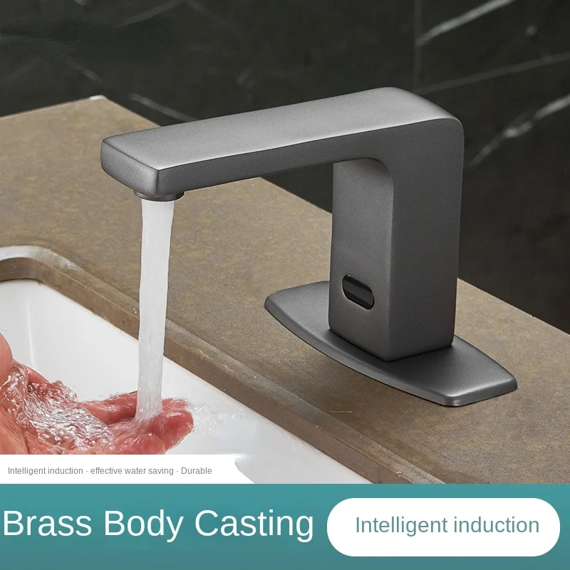 

Black Nordic Style Single Cold Non-Contact Basin Hot and Cold Faucet Bathroom Automatic Induction Copper Faucet