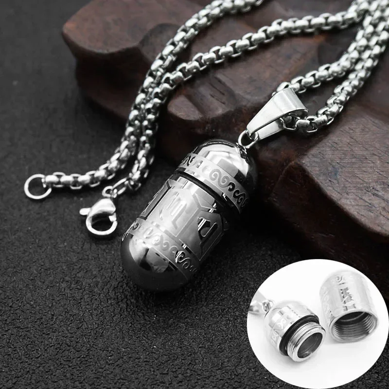 Vintage Stainless Steel Essential Oil Bottle Pendants Urn Wishing Bottle Necklace Religious Amulet Couple Party Jewelry 4