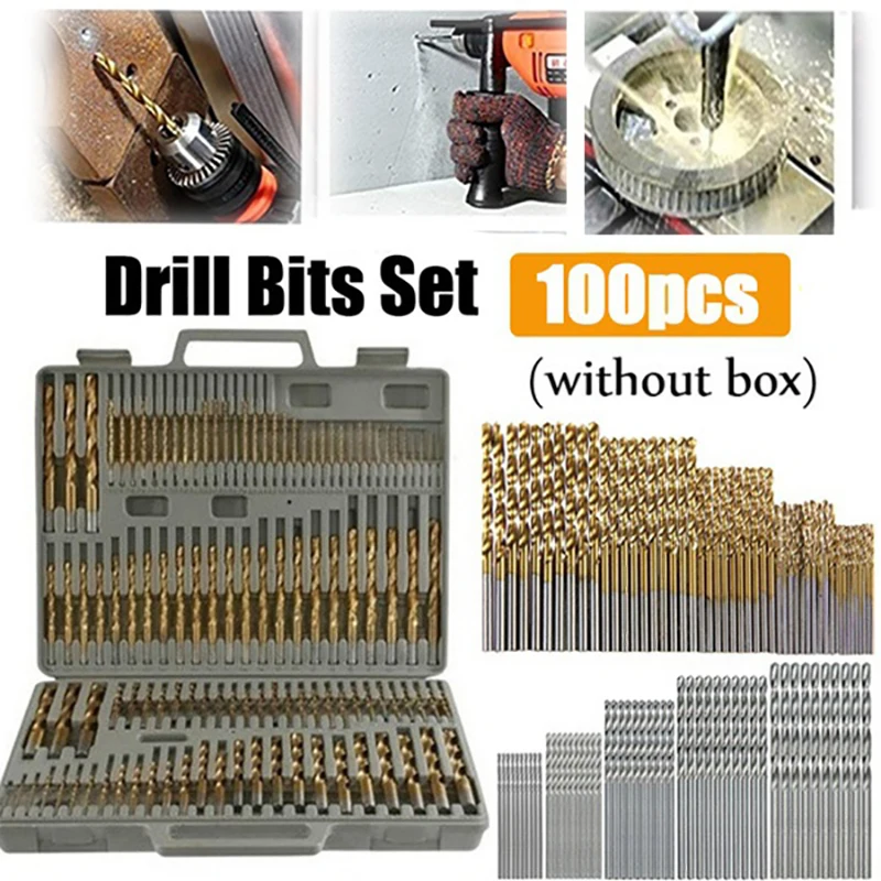 Premium Titanium Coated High-Speed Steel Drill Bit Set – 100/50 Piece Assortment