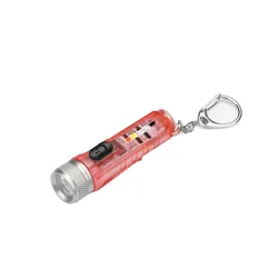 Compact USB Rechargeable Keychain Flashlight - Powerful Outdoor Torch with COB LED, Emergency Red and Blue Light, and Magnetic Tail (Pink)