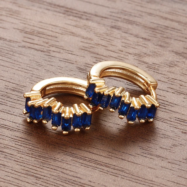 86378-d97cb0.jpg Boucles d'oreilles créoles en acier inoxydable pour femmes, 2 pièces, Zircon irrégulier, cercle rond de 9mm, petit Huggie, Piercing du Cartilage, bijoux