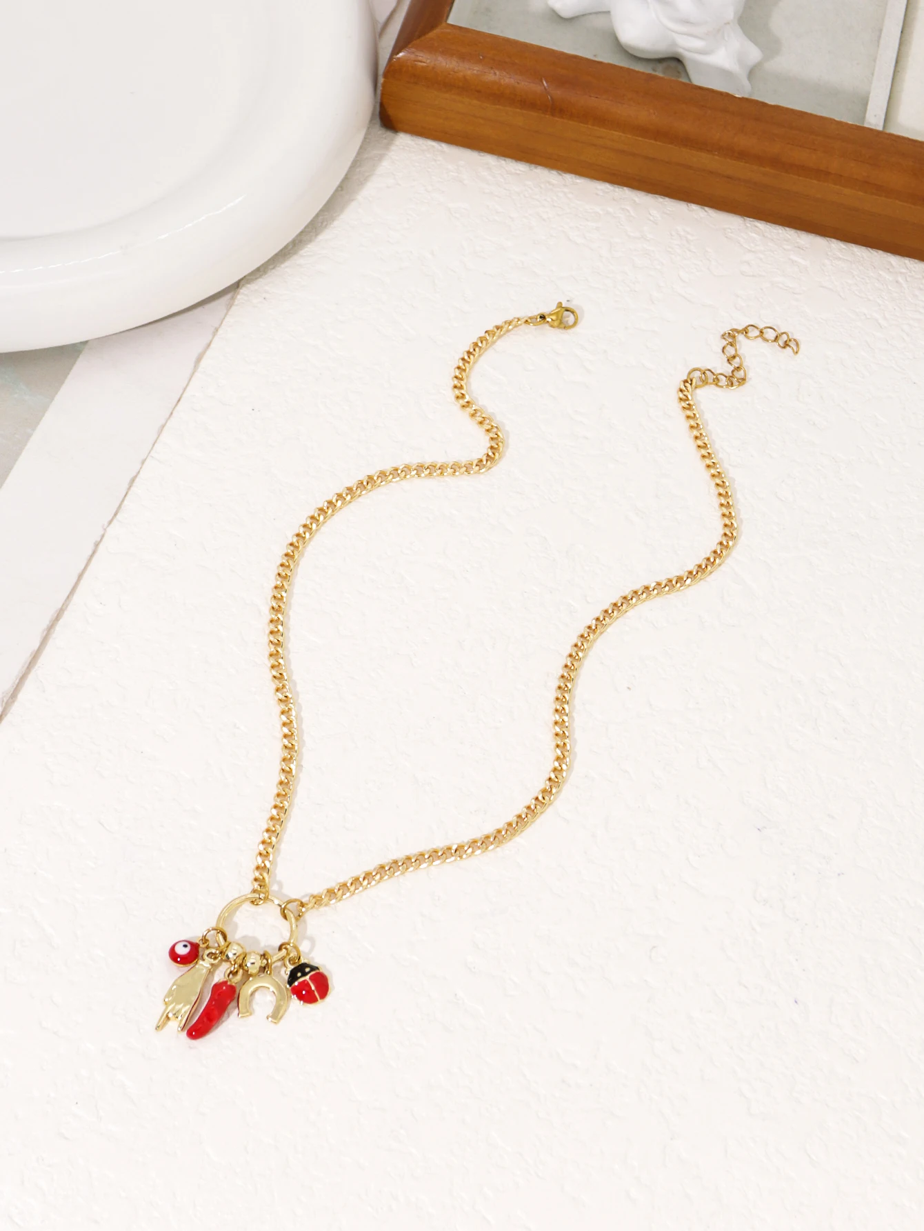 Charm Clavicle Chain Devils Eye Chili Pendant Womens Necklace