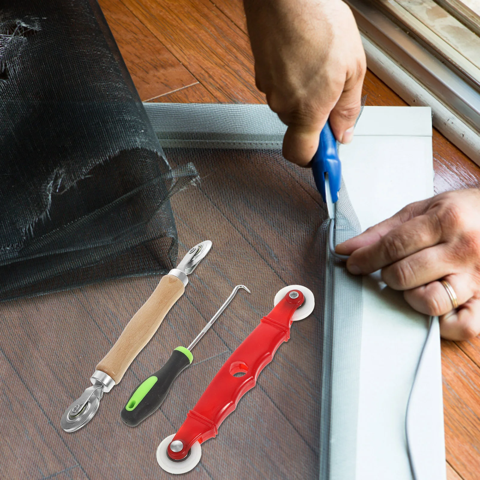 Window Screen Accessories Press Screen Pulley Roller Repair Tools Window Installation Mesh Rolling Kit Screening