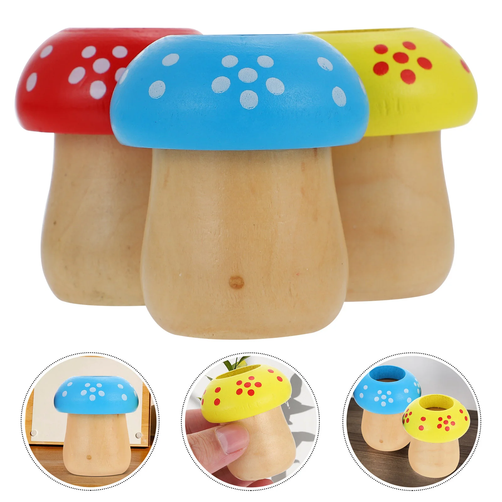 3 Pcs Kids Toys Mushroom Shape Kaleidoscope Baby Color Cognition Educational Grasping Intellectual Development Vision Hand Eye