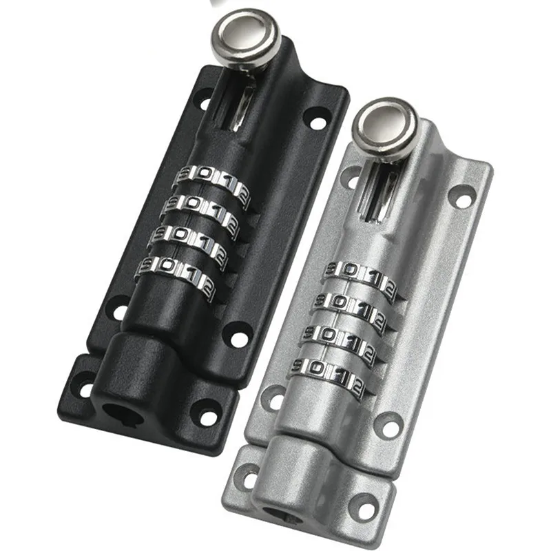 Password Lock Black Silver Bolt Metal Door Latch Anti-theft Safety Combination Digit Padlock Outdoor Home Wood Gate Hardware combination padlock door lock buckle