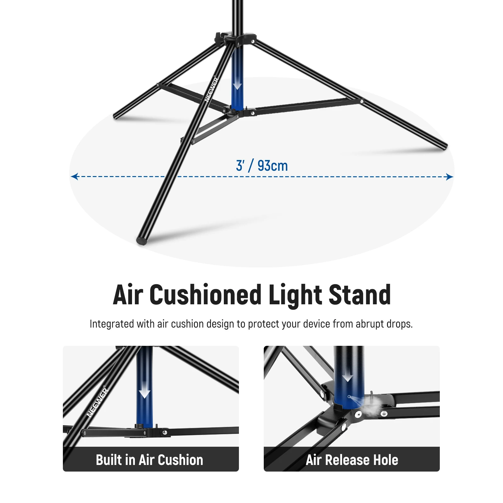 Neewer 10 Feet/3 Meters C-Stand Light Stand with 4 Feet/1.2 Meters  Extension Boom Arm, 2 Pieces Grip Head and Carry Bag for Photography Studio  Video Reflector, Umbrella, Monolight, etc (Basic Version) 