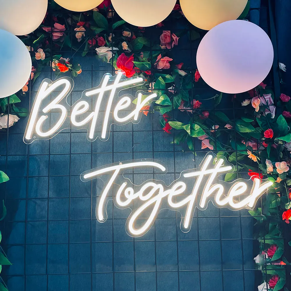

Novelty Neon Sign Light for Baby Party Home Decor Flex Transparent Acrylic Mr Better Together Neon Light Sign Room Decoration