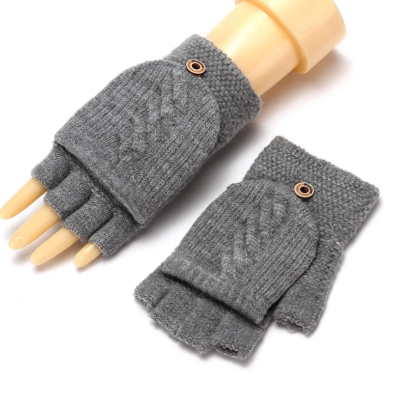 Tanio Wełniane dzianinowe rękawiczki bez palców zimowe ciepłe