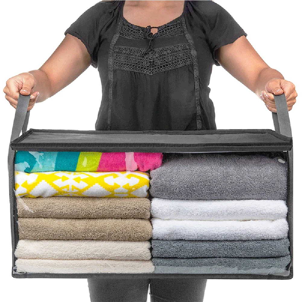 Foldable Blanket Storage Bags Clothes Storage Organizers with Sturdy Zippers Sweater Quilts Organizer for Organizing Blanket 6