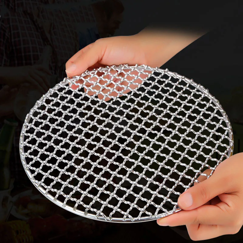 24-48cm durable Round never rust SS304 stainless steel square hole barbecue grill mesh net BBQ for Food and fruit dryer Roast