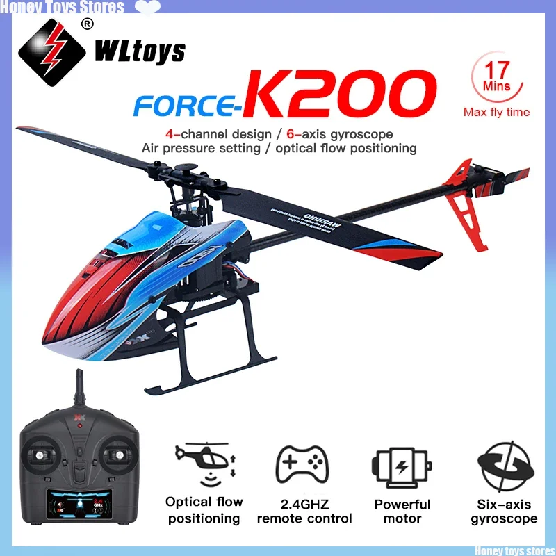 

WLtoys XK K200 RC Helicopter 2.4G 6-Aixs Gyroscope 4CH Altitude Hold Optical Flow Remote Control Helicopter Toys for Children