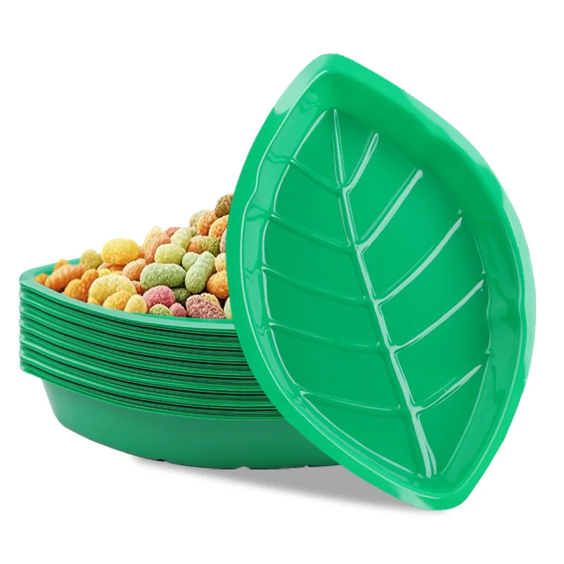 6Pcs Green Palm Leaf Plate Snack Food Candy Tray Hawaiian Tropical Summer Party Decoration Jungle Birthday Party Wedding Supply