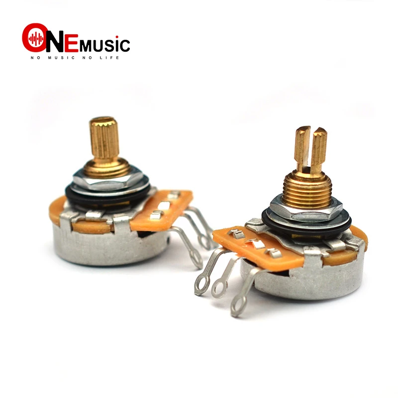 2pcs Pure Brass Shaft Guitar Pots Log A Or Linear 250k/500k Brass Shaft