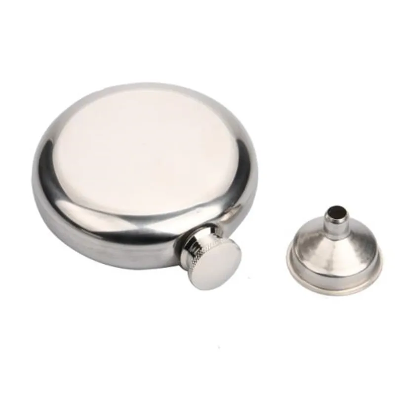 휴대용 원형의 스테인리스 스틸 플라스크, 5 oz, 작은 깔때기 거울, 부드러운 엉덩이 플라스크