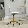 Acrylic Clear Desk Chair, Modern Small Cute Armless Vanity Rolling Plastic Chair Home Office Lucite Ghost Chairs Cushion Padded 2