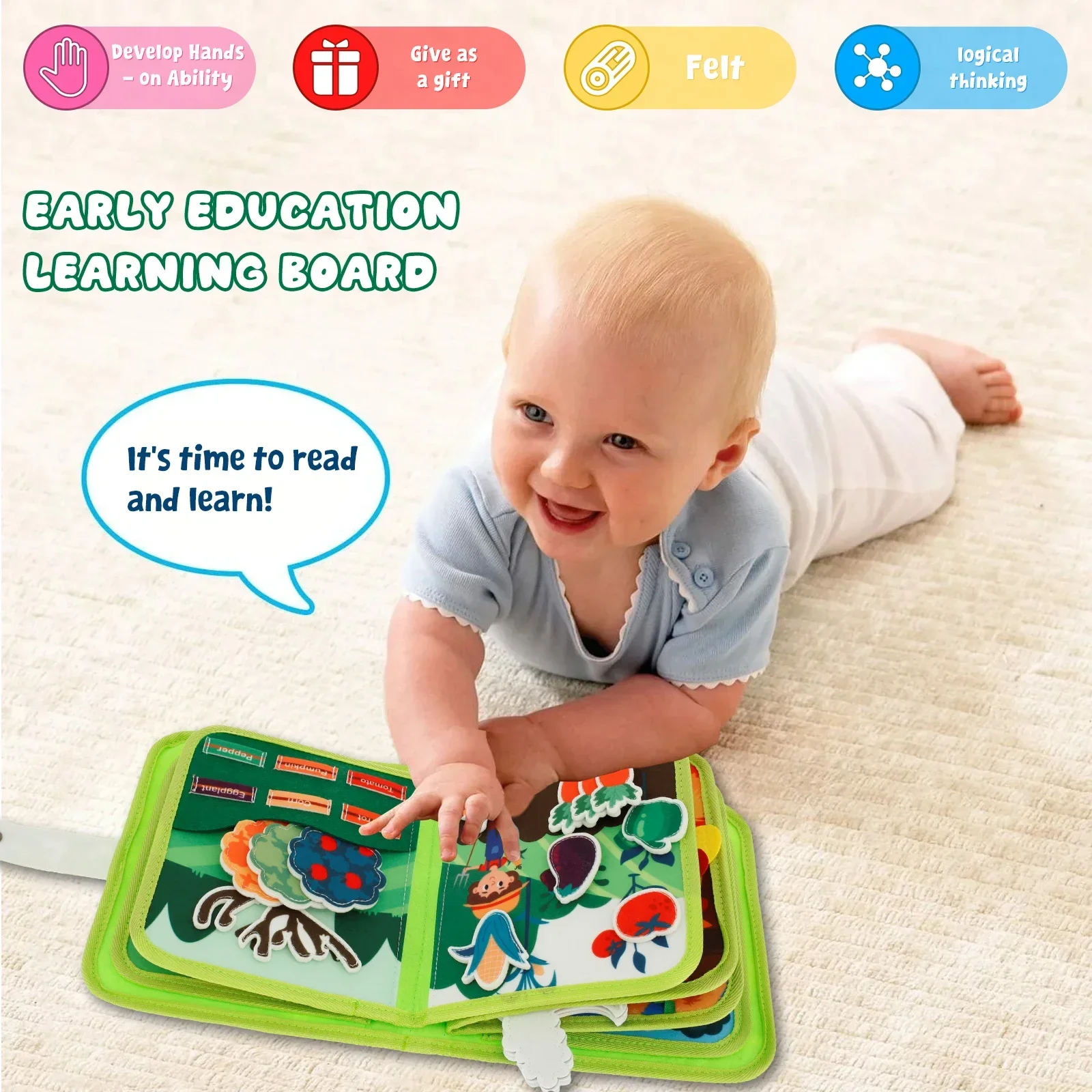 Soft Baby Felt Books Educational Sensory Toy for Toddlers Soft Activity Busy Book Felt Cloth Animals Sensory Quiet Books