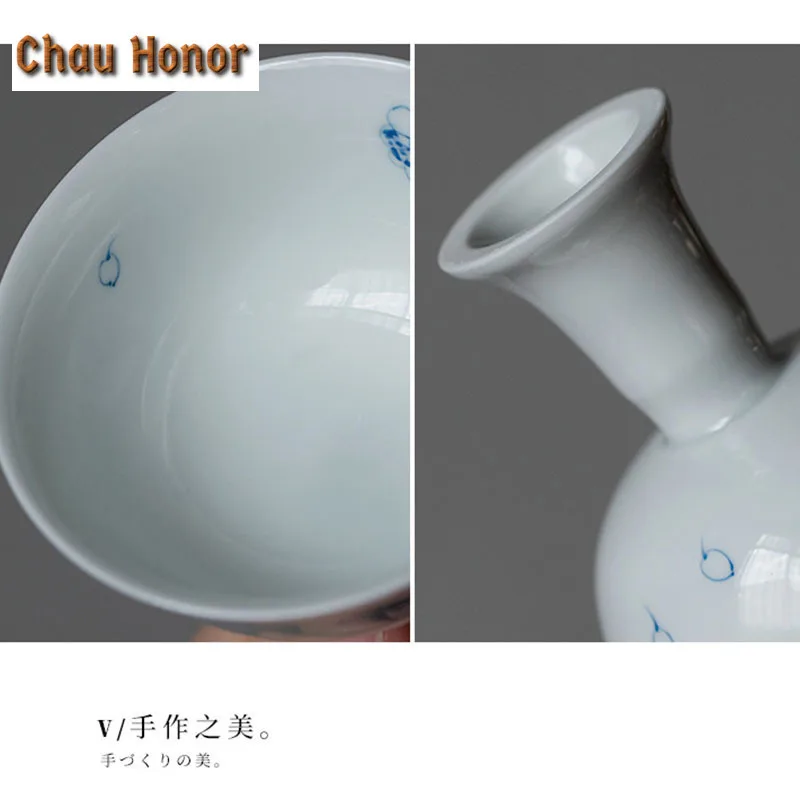 2pc/set 40ml Boutique Pure Hand Painted Japanese Apricot Art Ceramic Tea Cups Household Chinese High Foot Cups Kung Fu Tea Set