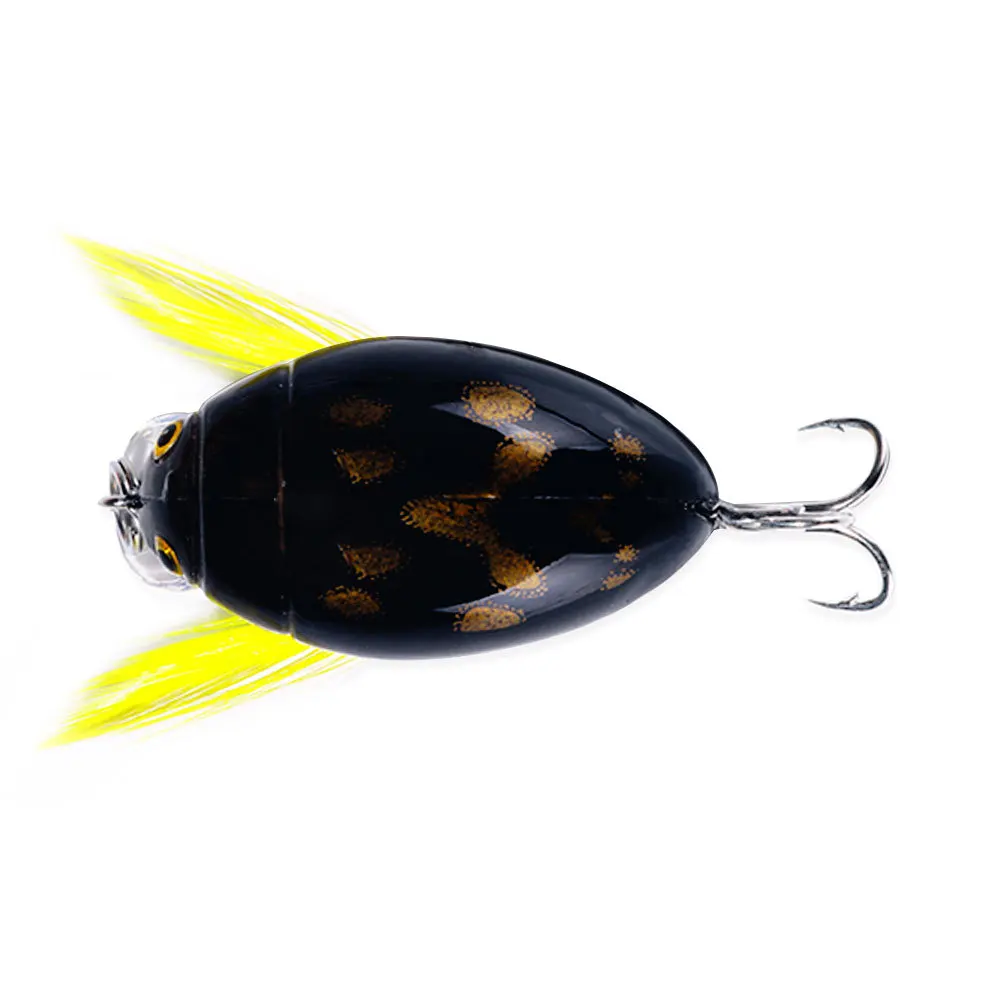 4g 3.9cm Topwater Ladybug Bait Floating Bionic Beetle Insect Wobblers  Wobbler Fishing Lure Crankbait with Feather for Bass Carp