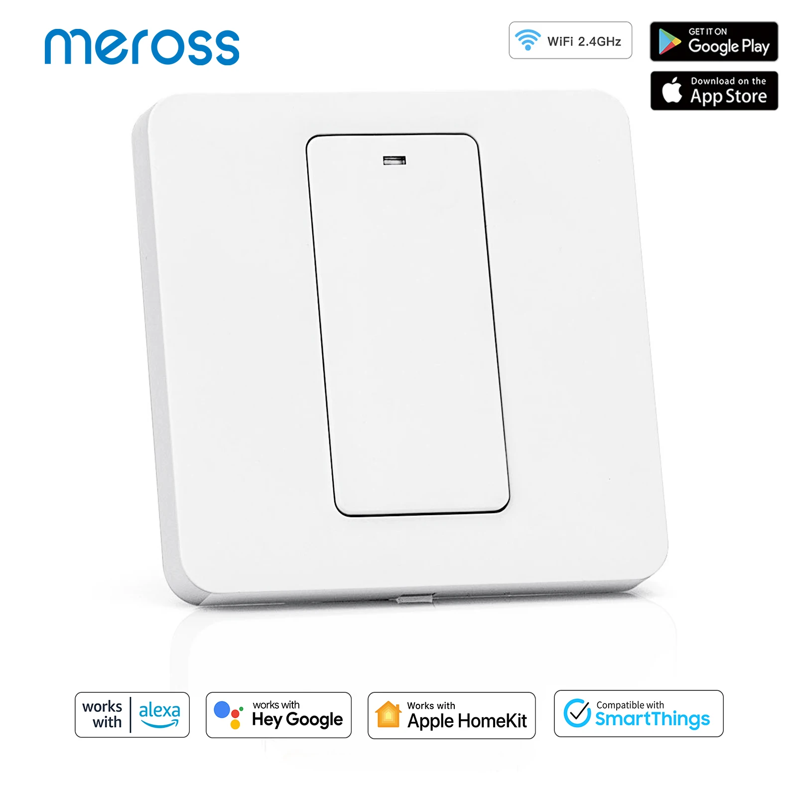 Interruttore Luce Intelligente Meross Interruttore A Parete Wifi Pulsante Interruttore A 1 Via Funziona Con Apple Homekit Alexa Google Assistant Smart