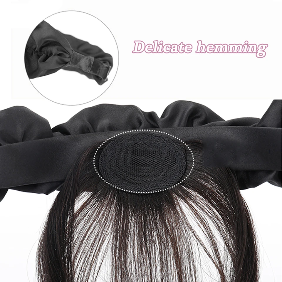 Synthetic Fake Bangs Hair Neat Fringe Bands With Double Row Braids Headband Heat Resistant Bangs In Hair Extensions Hairpiece
