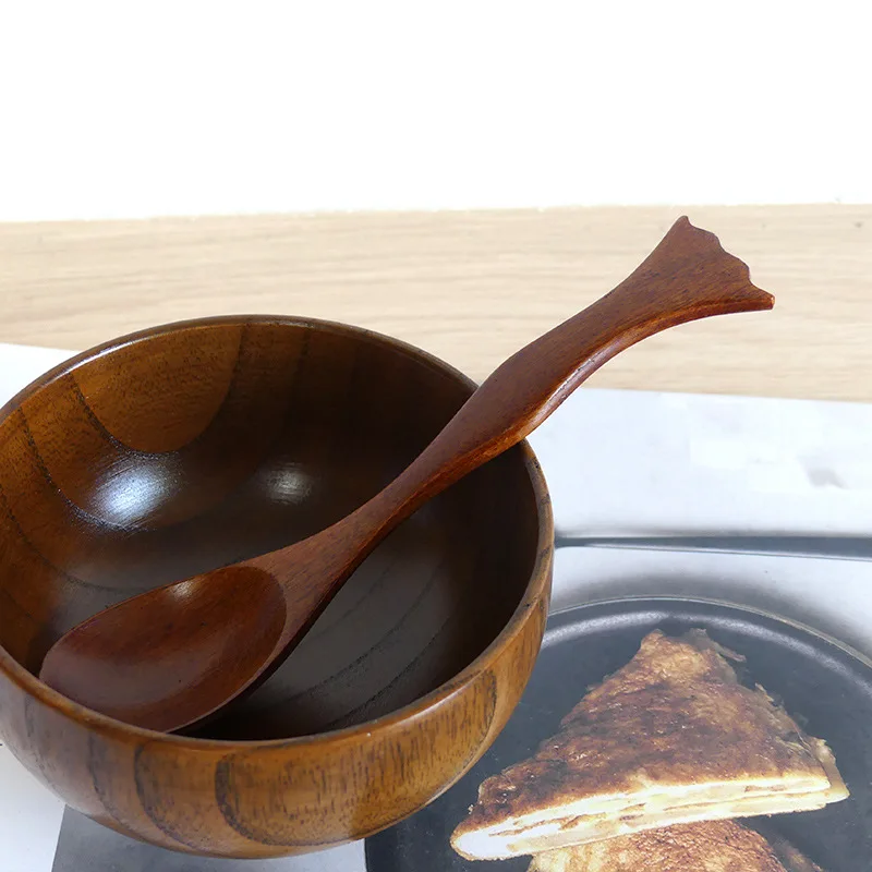100 Teile/los Kreative Fischschwanz Griff Holz Löffel Nette Dessert Löffel Holz Löffel Haushalt Scoop Großhandel LX5138 – Detail 7