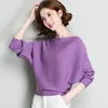26 Colors Autumn Outstreet High Stretch Knitwear Wide Collar Pullover Knits Women Knitted Long Batwing Sleeves Loose Sweater 5