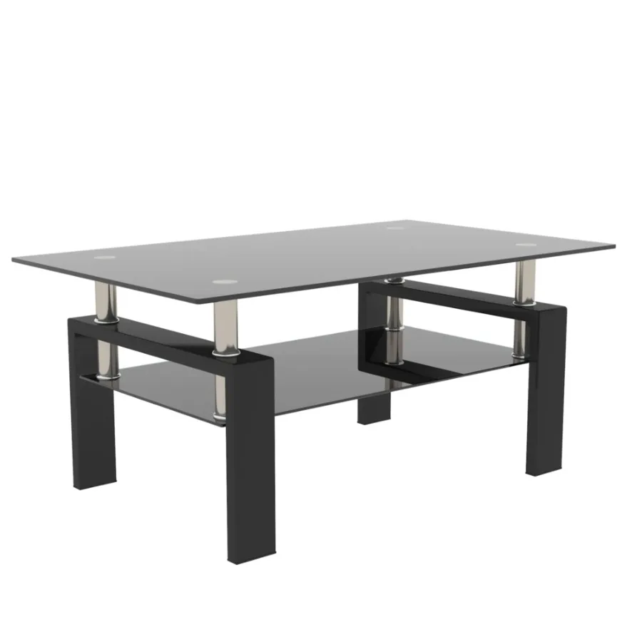 Rectangle Black Glass Coffee Table Clear Coffee Table Modern Side Center Tables for Living Room Living Room Furniture 4
