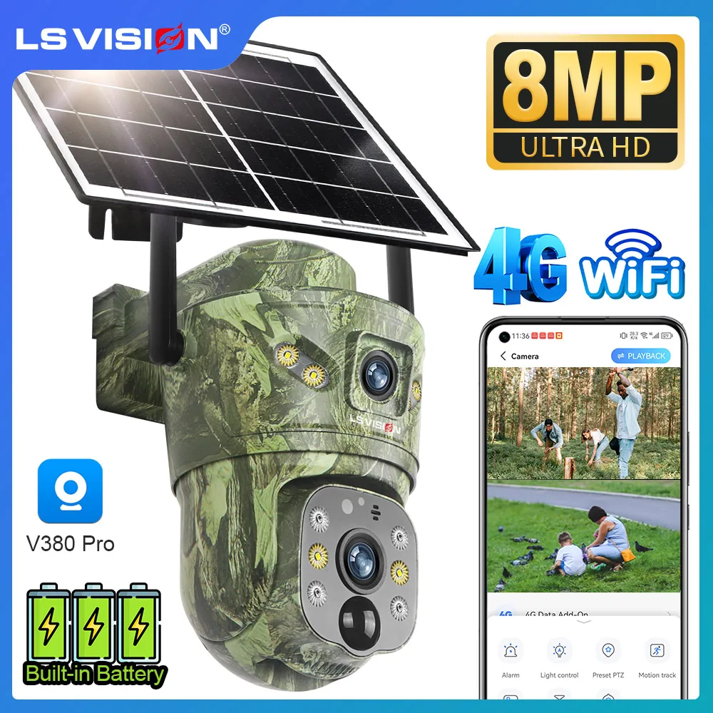 LS VISION 4K Dual Screen 4G Solar Hunting Camera Outdoor WiFi PTZ Human/Animal Detection 2-Way Talk Waterproof Security Cameras 1