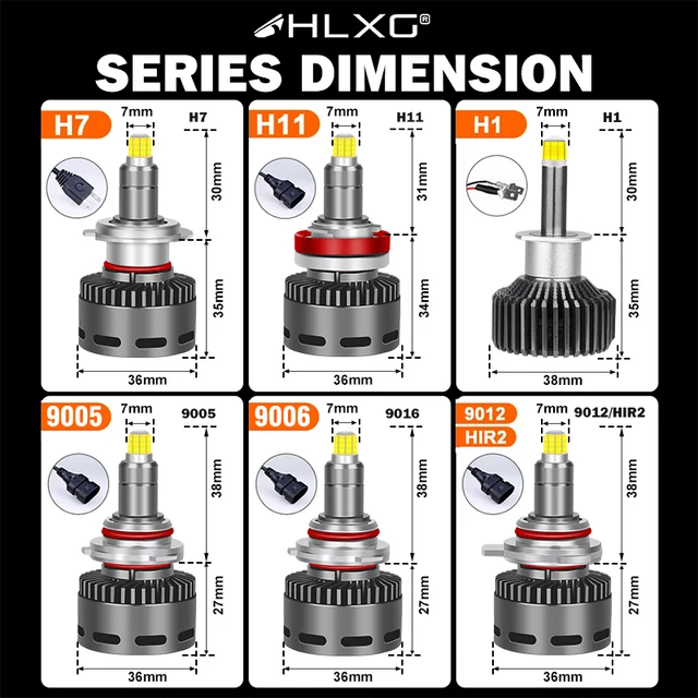 H7 LED Canbus 360 H4 H1 HB3 HB4 9012 Turbo Bi Led Projector Lens H11 9005 Car Headlight Bulbs Auto Fog Lamps 6000K HLXG Bulb 6