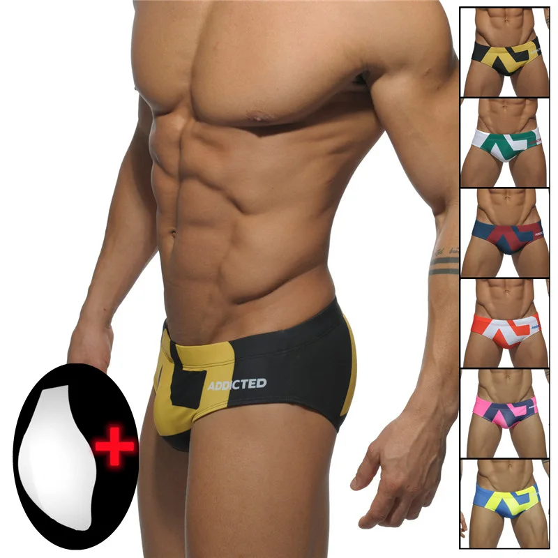 Maillot de bain Triangle Cup pour hommes, taille basse, short imprimé en Nylon Ultra fin, ADS045, 2025