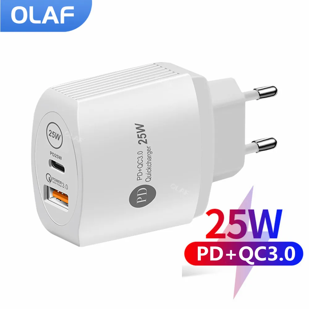 

Olaf USB C Charger Fast Charging PD 25W Type C Charger Phone Charger Quick charge 3.0 Adapter For iPhone Xiaomi Huawei Samsung