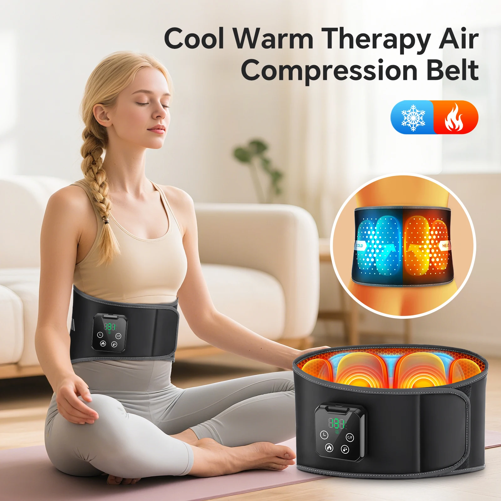 Electric Heated Waist Massager Belt with Vibration and Airbag Decompression