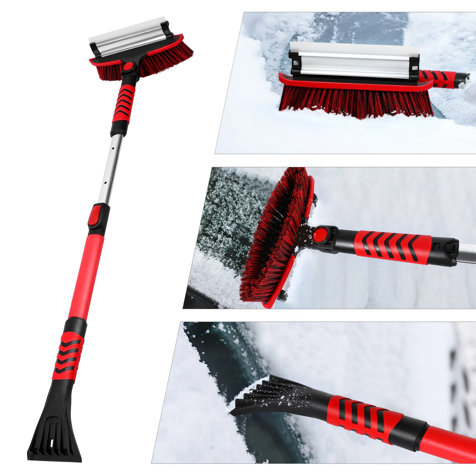Telescopic Snow Brush Ice Cars Scraper Defrosting Removal Broom Detachable Bristles: Pvc House Roof