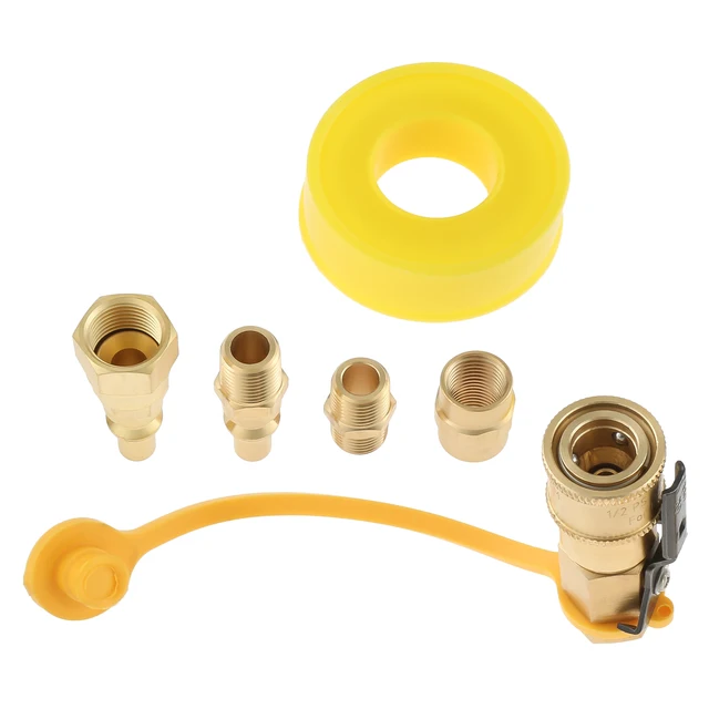 1/4 "Rv Propán Gyors Csatlakozás Illesztő Adapter Készlet Sárgaréz Lezáró Szelep Teljes Áramlású Dugó 3/8 Hüvelykes Női És Férfi Npt Szál Tömítőszalag - Image 2