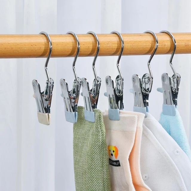 4pcs Stainless Steel Clothespins with Hooks Heavy Duty Clothes Pins for  Hanging Clipping Laundry Socks Snack Bags Photos Hanger - AliExpress