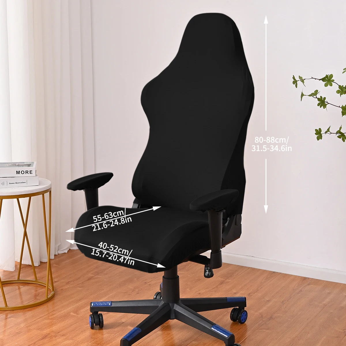Chair Cover 1PC Black Milk silk solid color e-sports chair cover internet cafe sports seat chair cover dustproof elastic cover