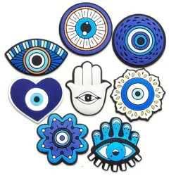Cartoon Evil Eye Theme Creative DIY Accessories Set (8 Pieces) for Shoes, Bags, Wristbands, and Decorations (8pcs)