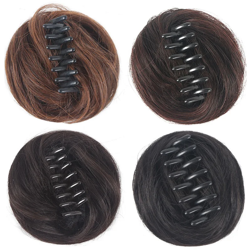 2 pieces of space bun hair extensions wigs messy curly hair donuts synthetic buns women's and girls' accessories