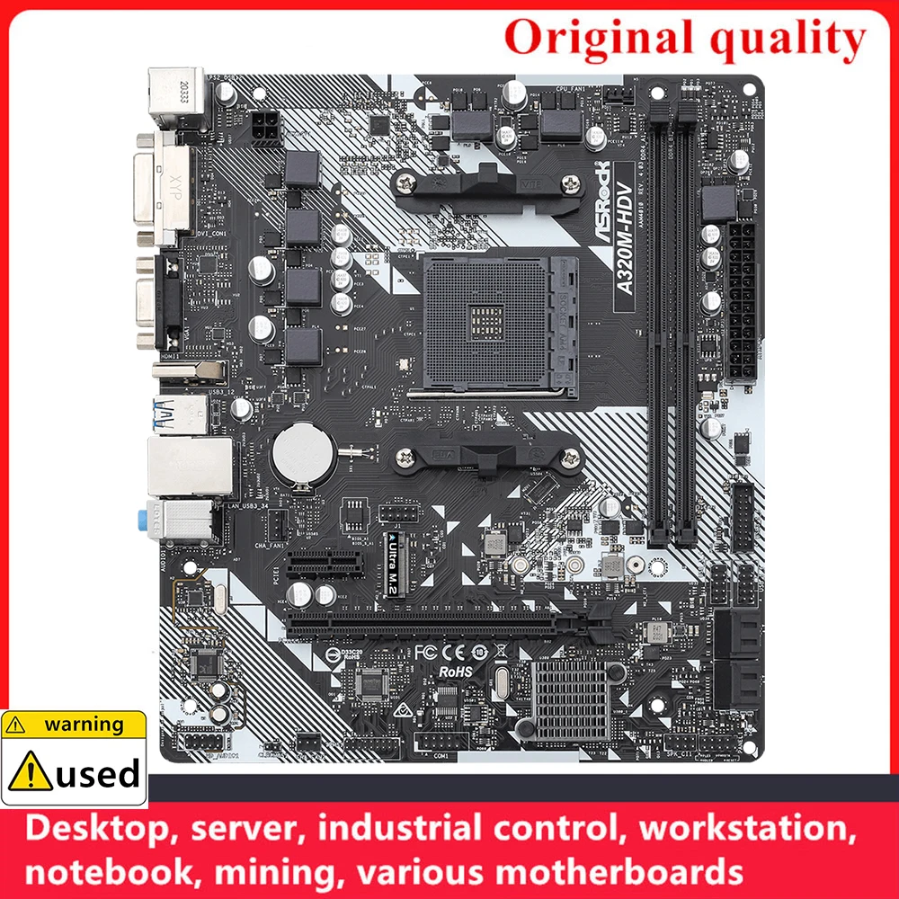 

Used For ASROCK A320M-HDV R4.0 Motherboards Socket AM4 DDR4 32GB For AMD A320 Desktop Mainboard SATA III USB3.0