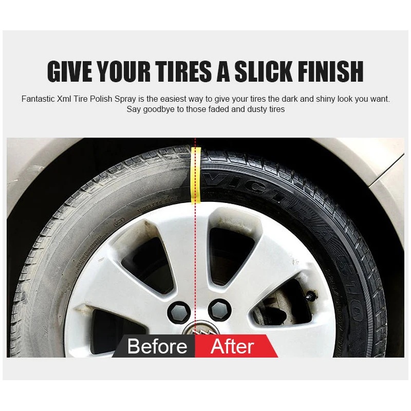 500ml Car Tire Shine Spray Large Capacity Tyre Cleaner and Brightener Long-lasting High Glossy Polished For Cars