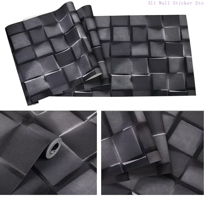 3D abstract black and white checkered 3D wallpaper minimalist living room TV background wall wallpaper clothing store blue checkered wallpaper peel and stick wall contact paper square grid self adhesive wallpaper for living room bedroom cabinet