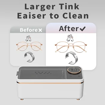 45KHz Ultrasonic Cleaning Machine, Soundwave Technology Deep Cleaner for Glasses Dentures Jewelry Makeup Brushes 1