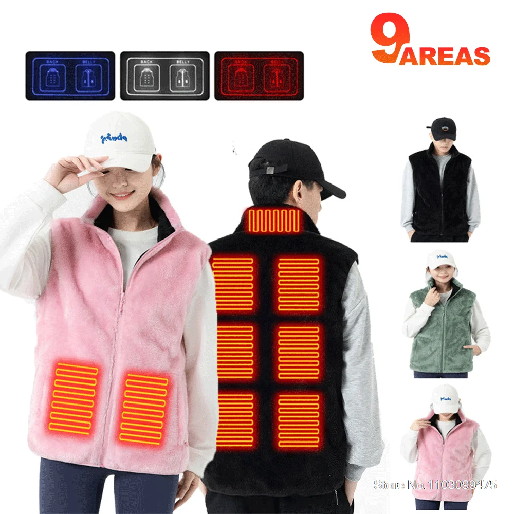 

Heated Vest Men Women Washed 9 Zone Heated Clothing USB Charging Heating Vest Keep Warm Accessories Winter Fishing Vests