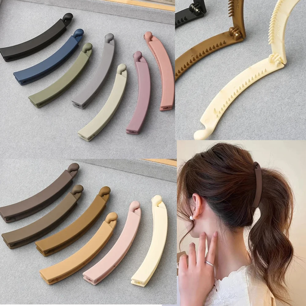 Solide Bananen-Haarspangen für Pferdeschwanz, matte Farbe, 10 cm Klemmklammern, einfache Hochsteckfrisur-Haarklammern, rutschfeste, minimalistische Haar-Accessoires