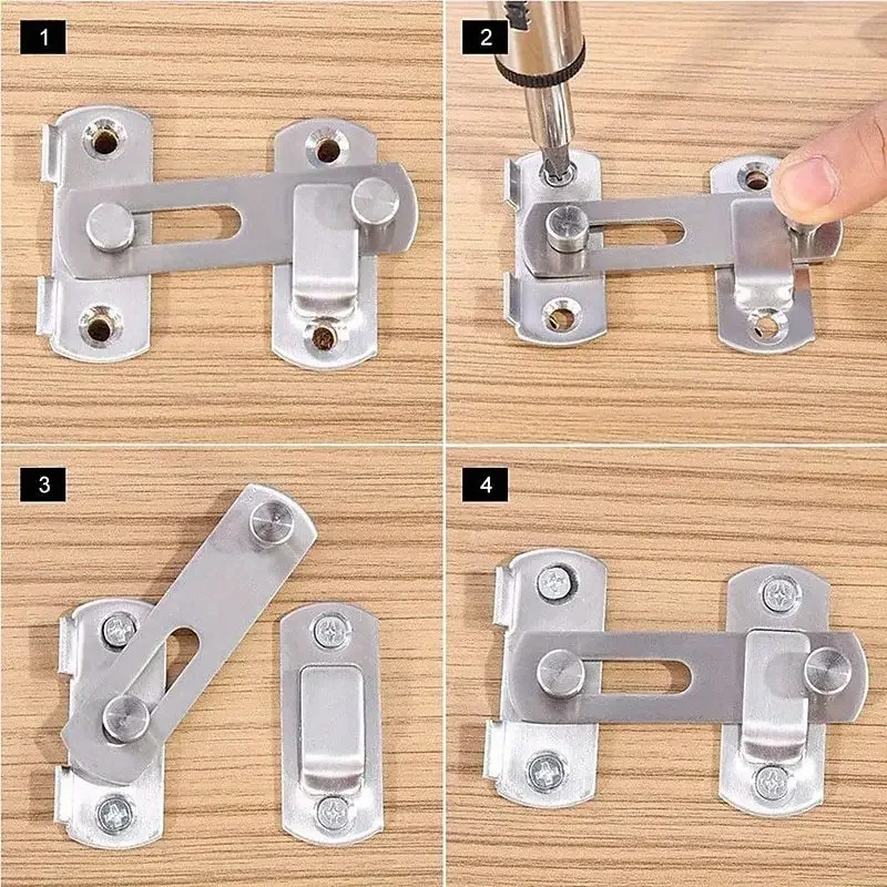 Sliding Door Latch 1Pcs Stainless Steel Sliding Barn Door Lock Hardware Gate Latches Window Closet Matte Black Silvery